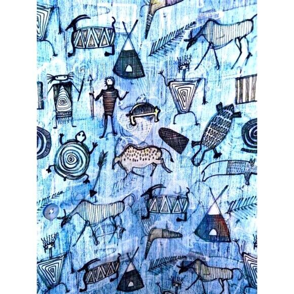 Robert Graham Men's 3XL Blue Graphic Print Short Sleeve Button-Up Shirt - Picture 4 of 7